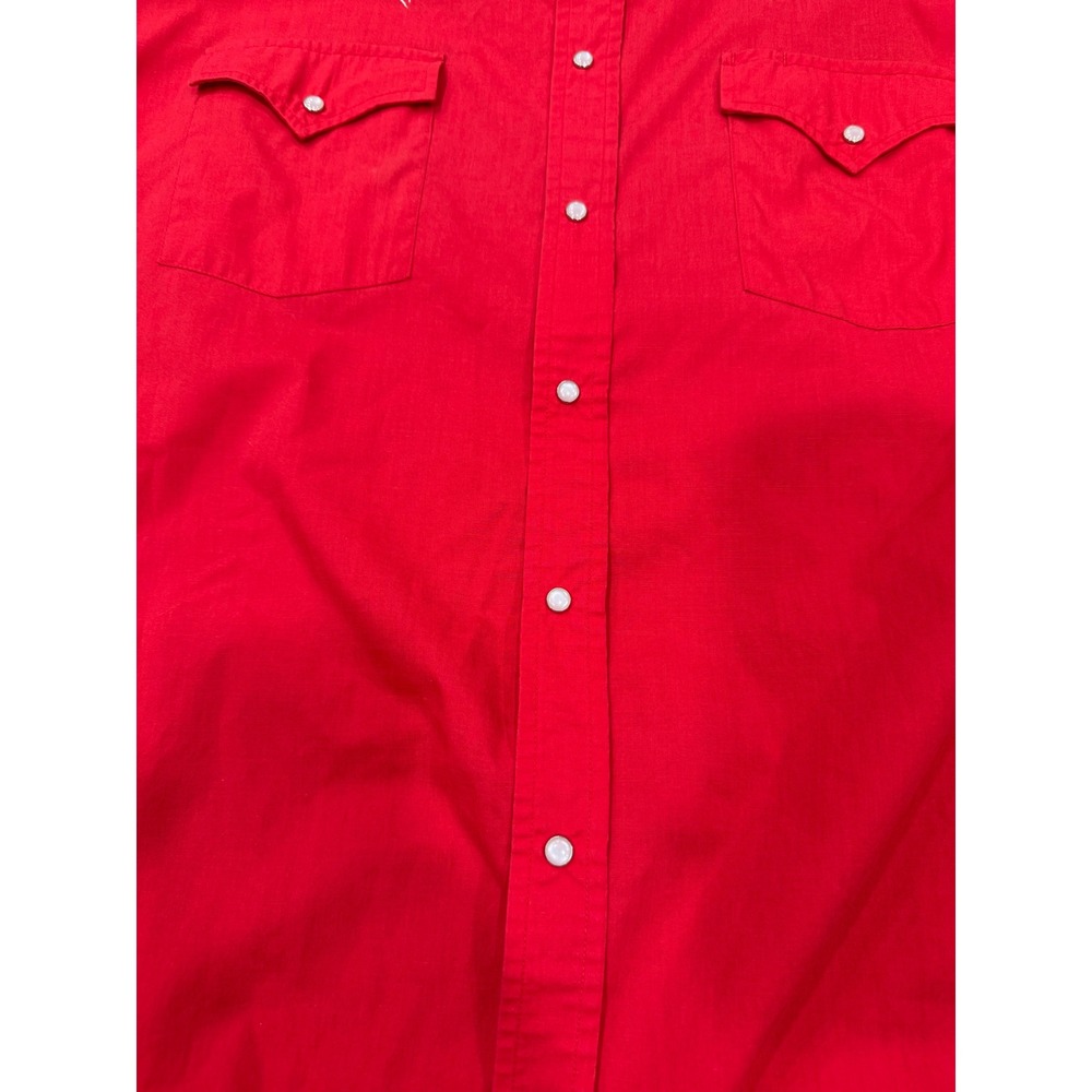 High Noon Mens 2XL Red Western Pearl Snap Short Sleeve Star Embroidered Shirt - Picture 2 of 9
